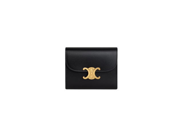 Celine Celine Small Wallet Triomphe In Shiny Calfskin With Gold Finishing Black - view 1
