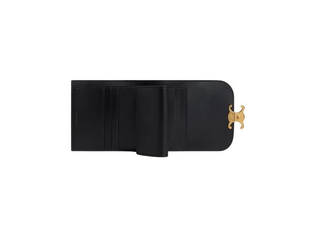 Celine Celine Small Wallet Triomphe In Shiny Calfskin With Gold Finishing Black - view 3