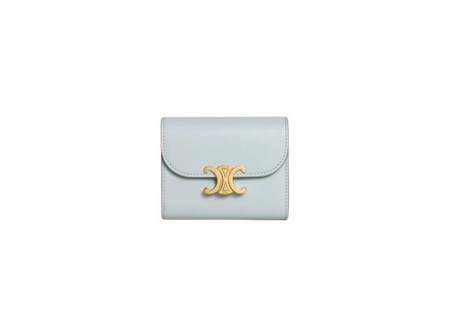 Celine Celine Small Wallet Triomphe In Shiny Calfskin Soft Blue - view 1