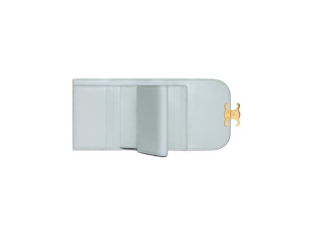 Celine Celine Small Wallet Triomphe In Shiny Calfskin Soft Blue - view 3