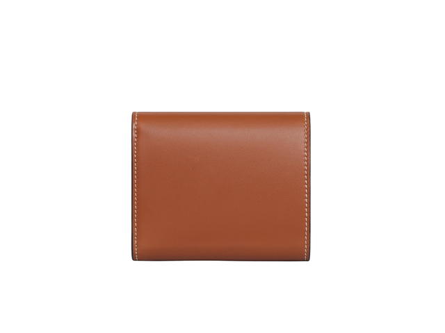 Celine Celine Small Wallet Triomphe In Shiny Smooth Lambskin With Gold Finishing Tan - view 2