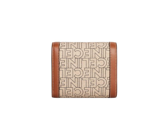 Celine Celine Small Wallet Triomphe In Textile Celine All Over Print Calfskin Natural-Tan - view 3