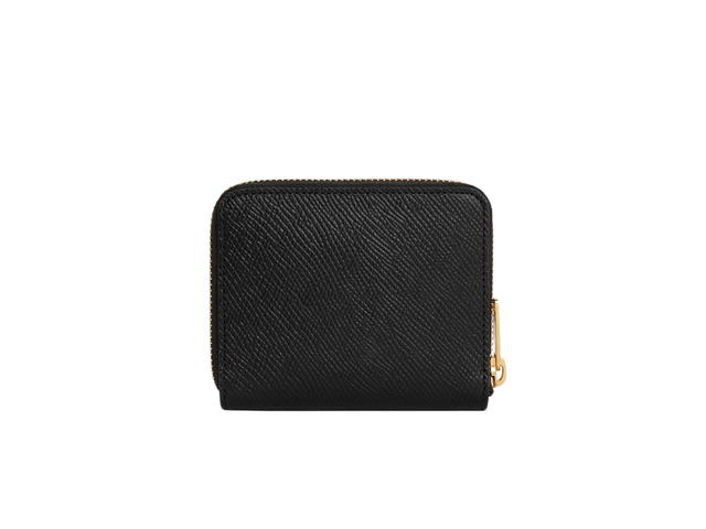 Celine Celine Small Zipped Wallet Essentials In Grained Calfskin With Gold Finishing Black - view 2