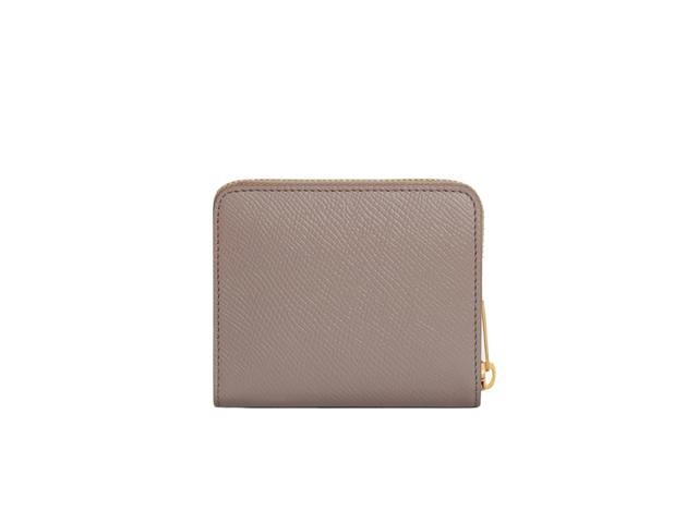 Celine Celine Small Zipped Wallet Essentials In Grained Calfskin With Gold Finishing Pebble - view 2