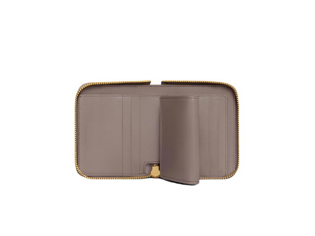 Celine Celine Small Zipped Wallet Essentials In Grained Calfskin With Gold Finishing Pebble - view 3