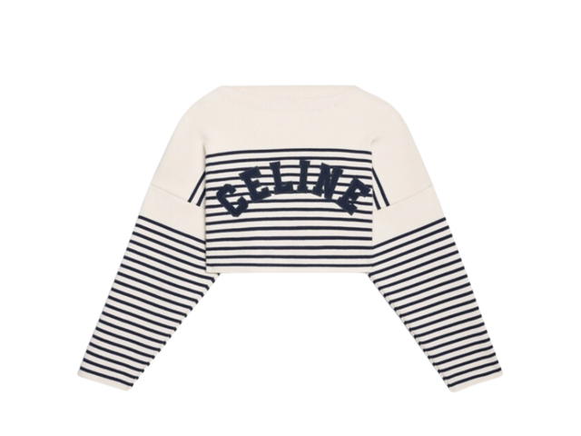 Celine Celine Striped Knit Cotton Sweater Cream Navy - view 1