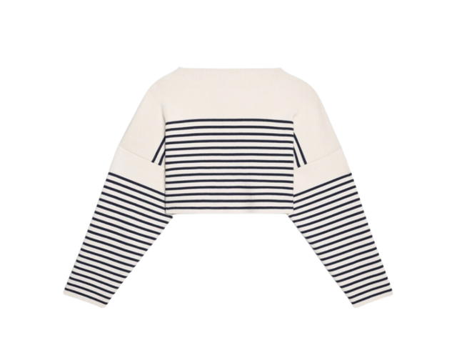 Celine Celine Striped Knit Cotton Sweater Cream Navy - view 2