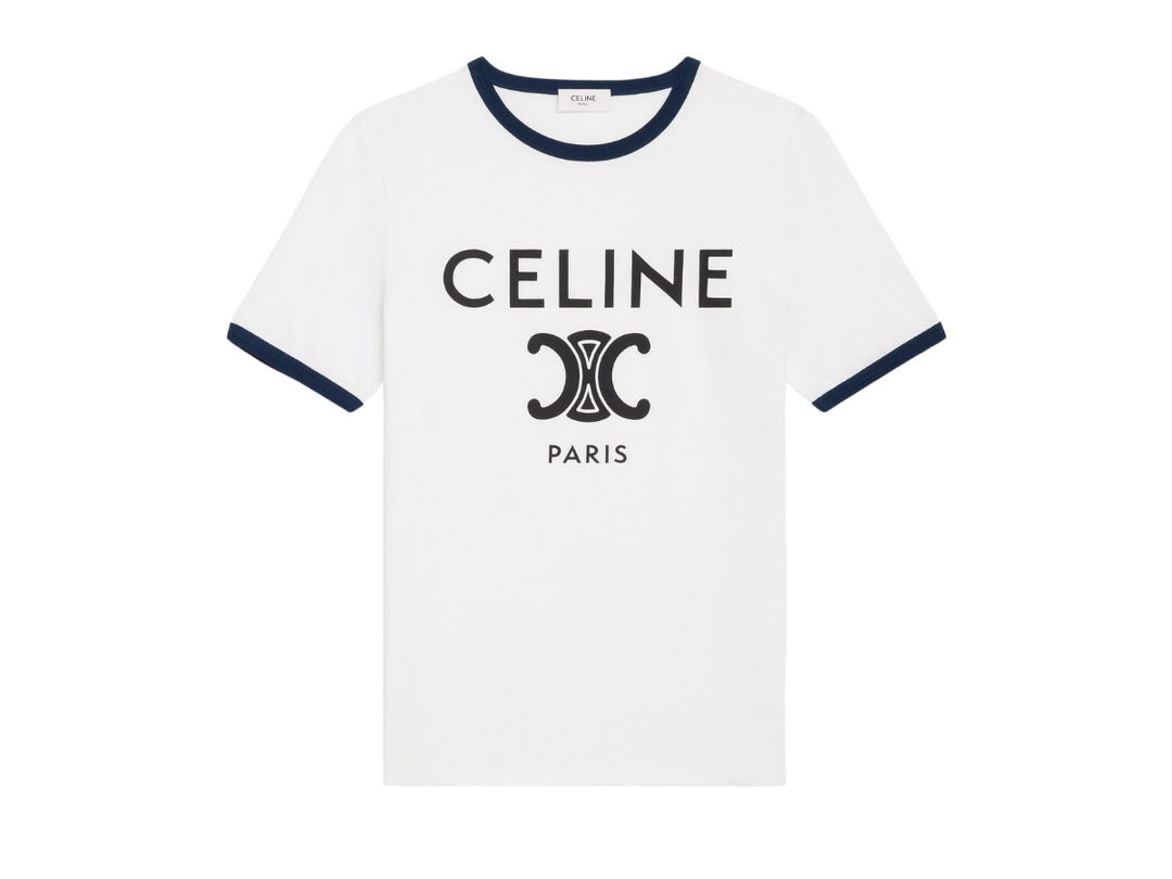 Celine Celine T-Shirt In Cotton Jersey Off White Navy Black