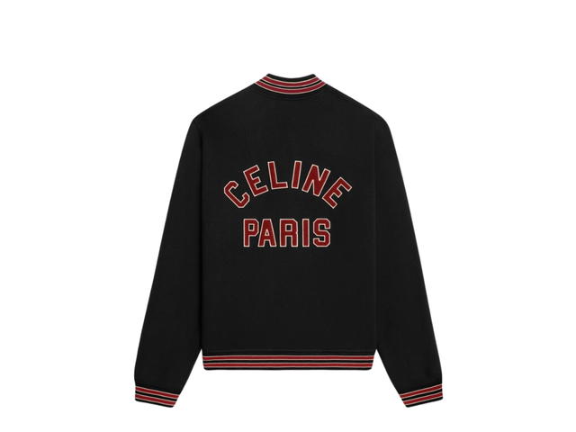 Celine Celine Teddy College Jacket In Cotton Fleece Black-Red Grape-Off White - view 2