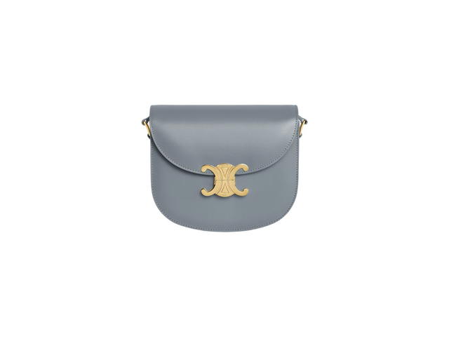 Celine Celine Teen Besace Triomphe In Shiny Calfskin Blue Grey - view 1