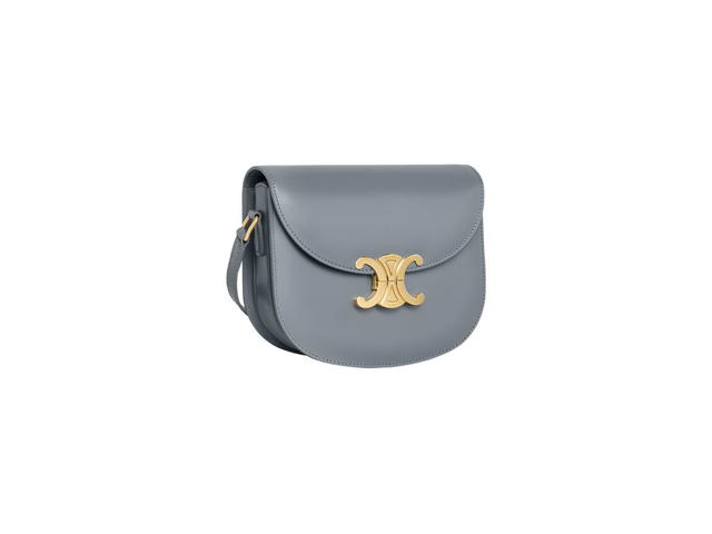 Celine Celine Teen Besace Triomphe In Shiny Calfskin Blue Grey - view 2