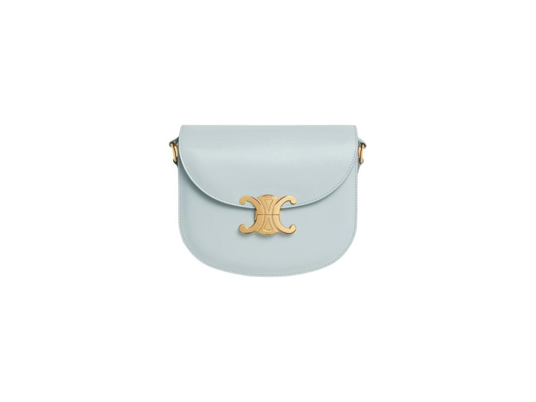 Celine Celine Teen Besace Triomphe In Shiny Calfskin Soft Blue