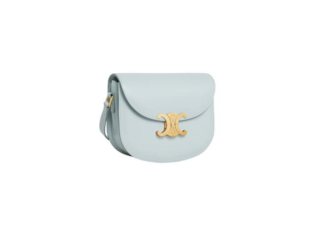 Celine Celine Teen Besace Triomphe In Shiny Calfskin Soft Blue - view 2
