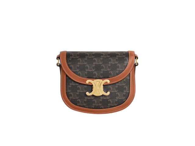 Celine Celine Teen Besace Triomphe In Triomphe Canvas And Calfskin With Gold Finish Hardware Tan - view 1