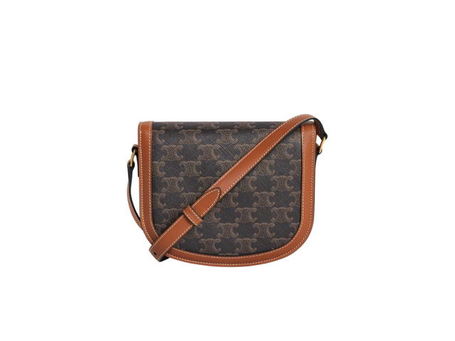 Celine Celine Teen Besace Triomphe In Triomphe Canvas And Calfskin With Gold Finish Hardware Tan - view 3