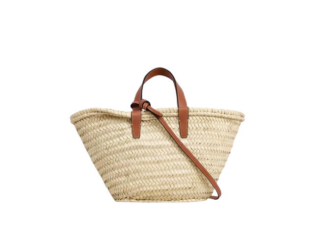 Celine Celine Teen Celine Classic Panier In Palm Leaves And Calfskin With Gold Finishing Tan - view 2