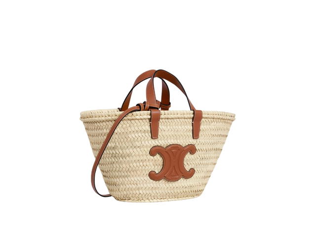 Celine Celine Teen Celine Classic Panier In Palm Leaves And Calfskin With Gold Finishing Tan - view 3
