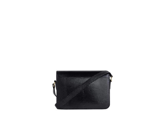 Celine Celine Teen Triomphe Bag In Lizard Leather With Gold Metal Hardware Black - view 2