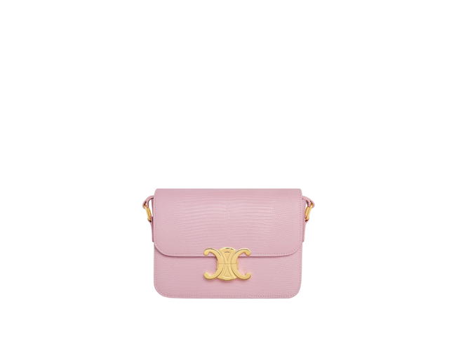 Celine Celine Teen Triomphe Bag In Lizard With Gold Finishing Hardware Light Pink - view 1
