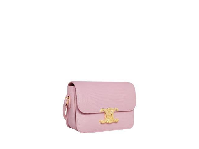 Celine Celine Teen Triomphe Bag In Lizard With Gold Finishing Hardware Light Pink - view 2