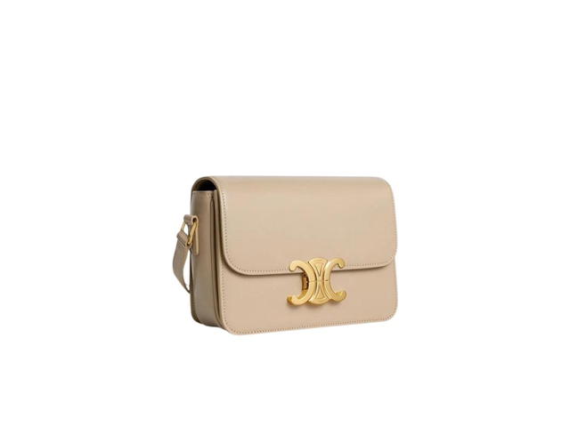 Celine Celine Teen Triomphe Bag In Shiny Calfskin Beige - view 2