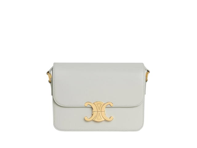 Celine Celine Teen Triomphe Bag In Shiny Calfskin With Gold Finishing Chalk - view 1