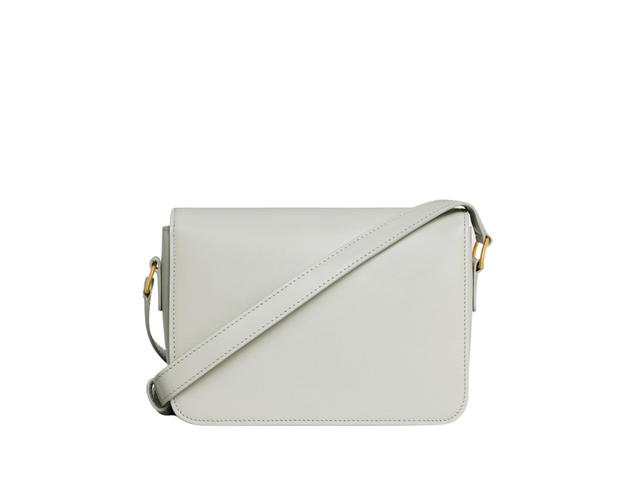 Celine Celine Teen Triomphe Bag In Shiny Calfskin With Gold Finishing Chalk - view 2