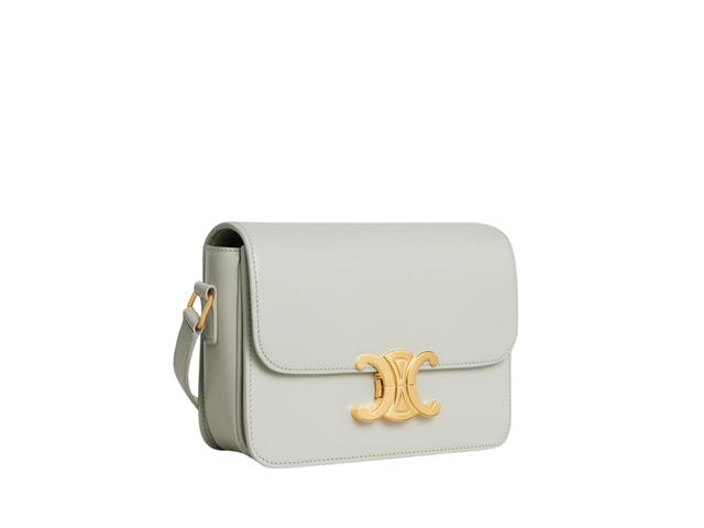 Celine Celine Teen Triomphe Bag In Shiny Calfskin With Gold Finishing Chalk - view 3