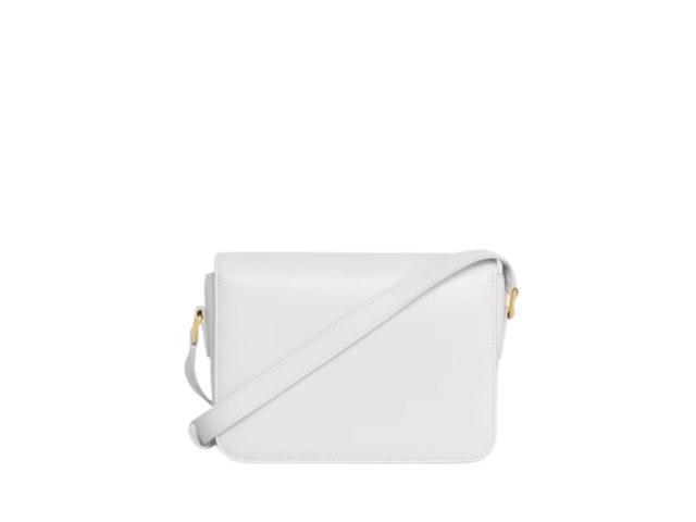 Celine Celine Teen Triomphe Bag In Shiny Calfskin With Triomphe Metallic Closure Arctic White - view 2