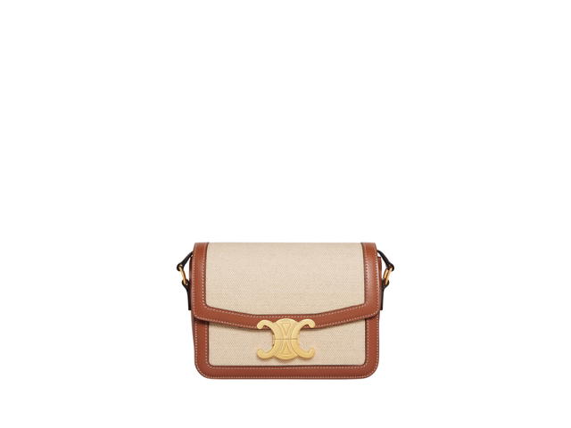 Celine Celine Teen Triomphe Bag In Textile And Calfskin With Gold Finishing Hardware Natural-Tan - view 1