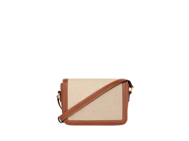 Celine Celine Teen Triomphe Bag In Textile And Calfskin With Gold Finishing Hardware Natural-Tan - view 3