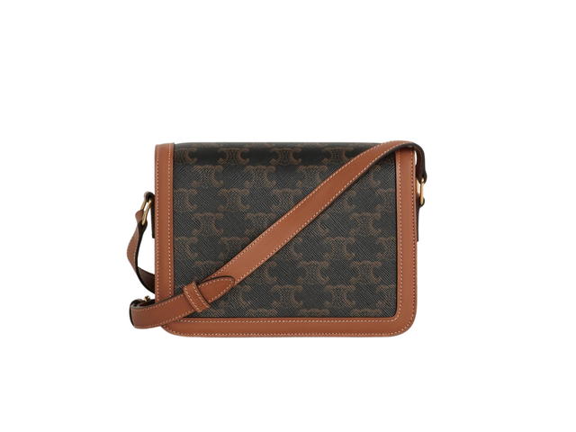 Celine Celine Teen Triomphe Bag In Triomphe Canvas and Calfskin With Gold Finishing Tan - view 2