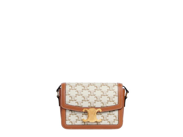 Celine Celine Teen Triomphe Bag In Triomphe Canvas And Calfskin With Gold Finishing White - view 1