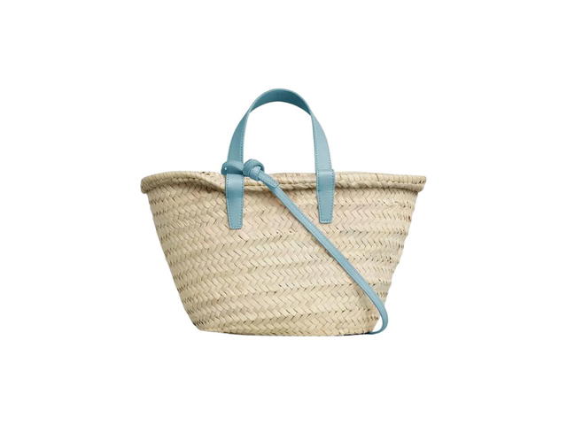 Celine Celine Teen Triomphe Celine Classic Panier In Palm Leaves And Calfskin California Blue - view 3