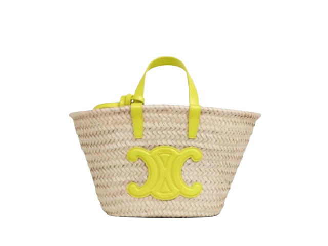 Celine Celine Teen Triomphe Celine Classic Panier In Palm Leaves And Calfskin With Gold Finishing - view 1