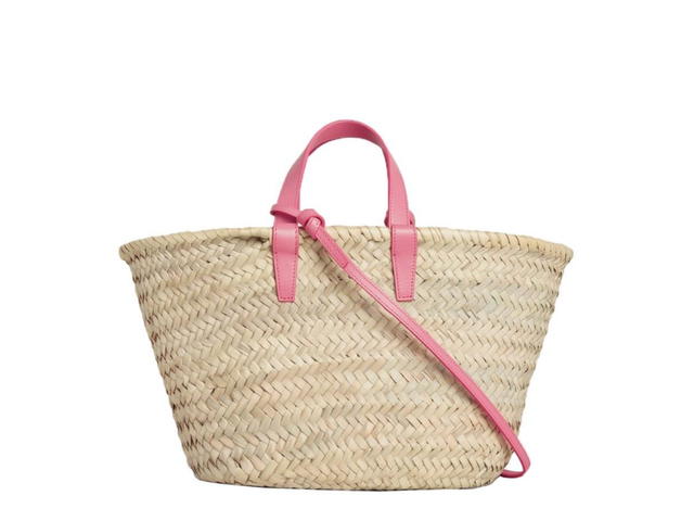 Celine Celine Teen Triomphe Celine Classic Panier In Palm Leaves And Calfskin With Gold Finishing Flamingo - view 2