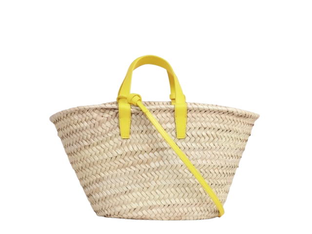 Celine Celine Teen Triomphe Celine Classic Panier In Palm Leaves And Calfskin With Gold Finishing Yellow - view 2