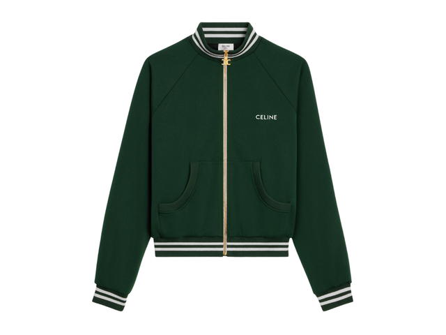 Celine Celine Tracksuit Jacket In Double Face Jersey Dark Bottle Green Off White - view 1