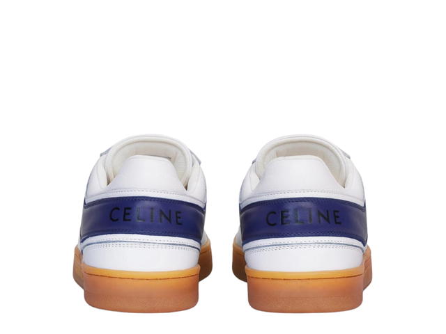 Celine Celine Trainer Low Lace-Up Sneaker In Calfskin Optic White-Navy-Beige - view 3