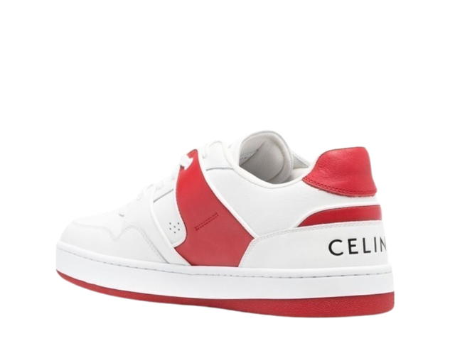 Celine Celine Trainer Low Lace-Up Sneaker In Calfskin Optic White Red - view 2