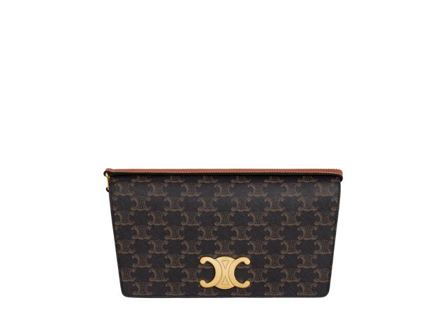 Celine Celine Trapeze Triomphe Bag In Triomphe Canvas And Calfskin With Gold Finishing Tan - view 1