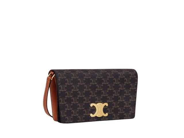 Celine Celine Trapeze Triomphe Bag In Triomphe Canvas And Calfskin With Gold Finishing Tan - view 3