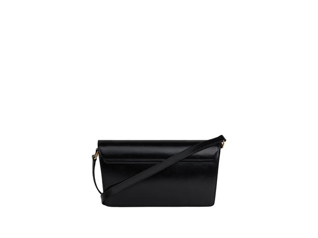 Celine Celine Trapeze Triomphe Bag With Strass Closure In Shiny Calfskin With Gold Finishing Hardware Black - view 3