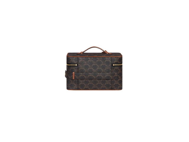 Celine Celine Travel Vanity Case In Triomphe Canvas And Calfskin Tan - view 3