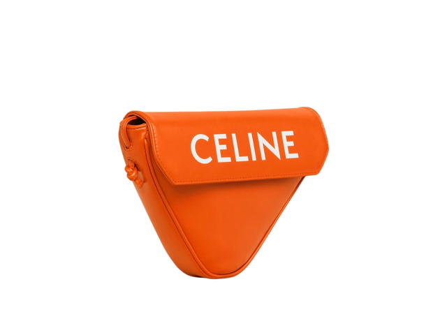 Celine Celine Triangle Bag In Smooth Calfskin With Celine Print Fluo Orange - view 3