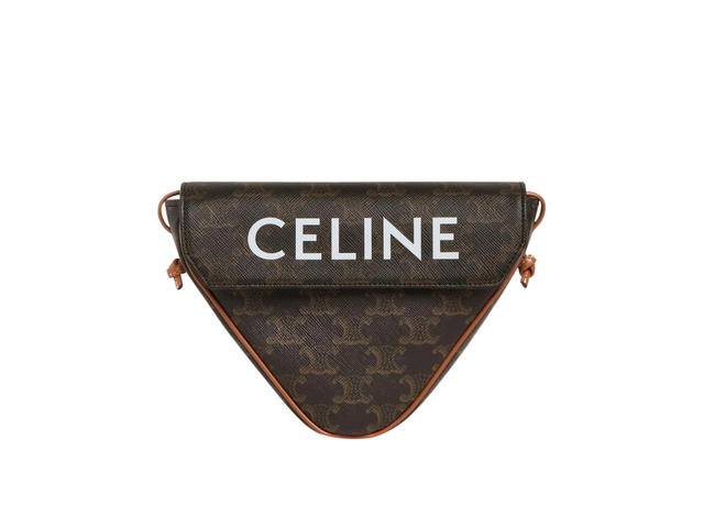Celine Celine Triangle Bag In Triomphe Canvas Calfskin With Celine Print Tan - view 1