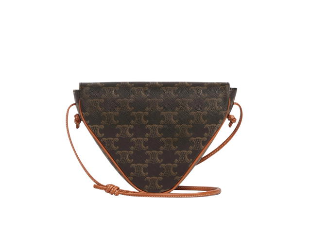 Celine Celine Triangle Bag In Triomphe Canvas Calfskin With Celine Print Tan - view 2