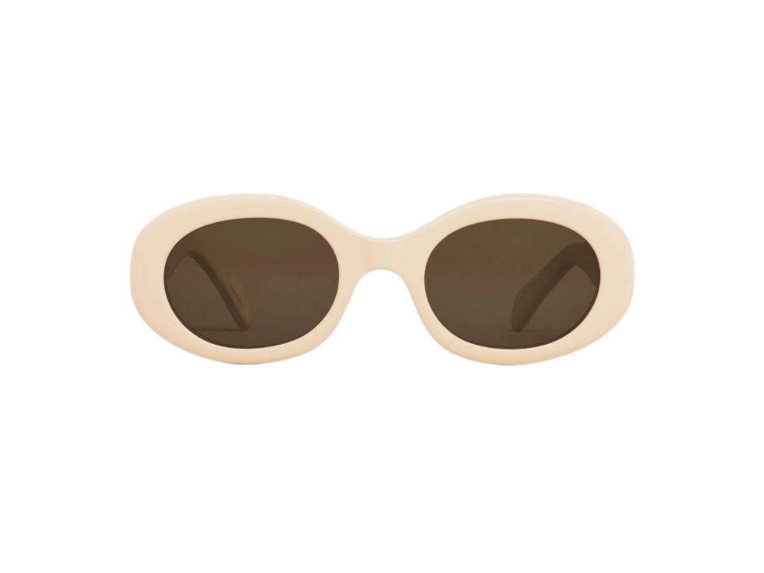 Celine Celine Triomphe 01 Sunglasses In Acetate Ivory With Brown Lenses