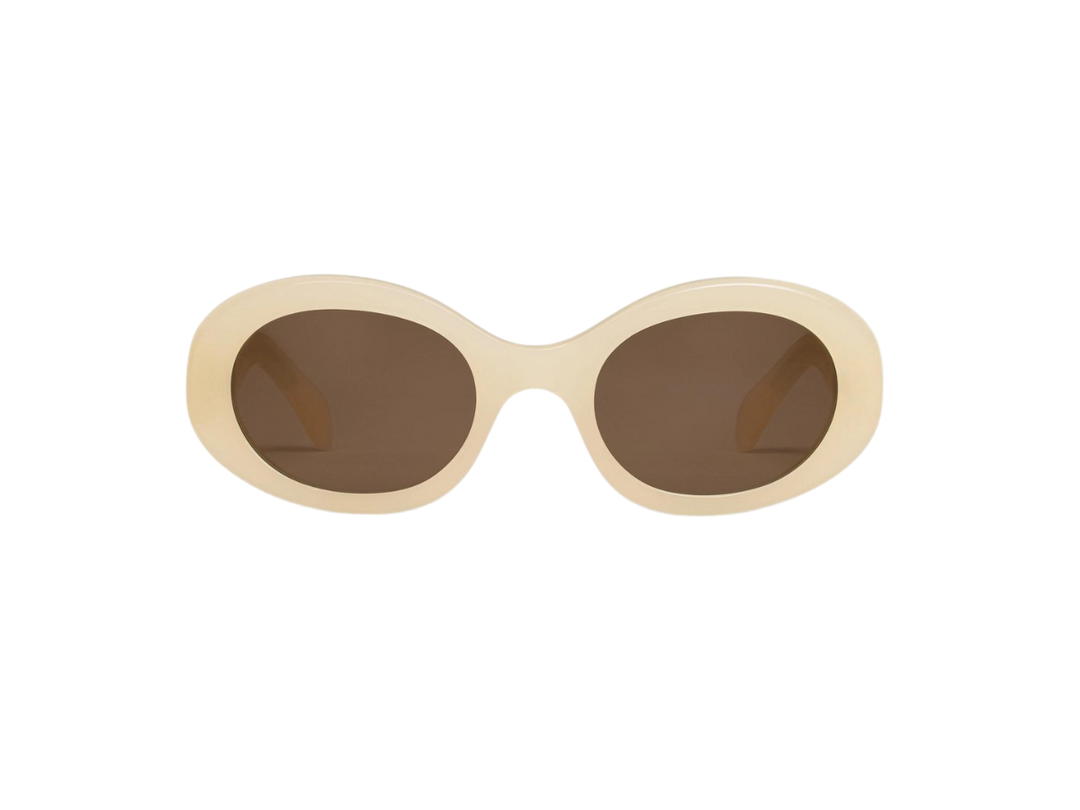 Celine Celine Triomphe 01 Sunglasses In Acetate Milky Light Orange With Brown Lenses