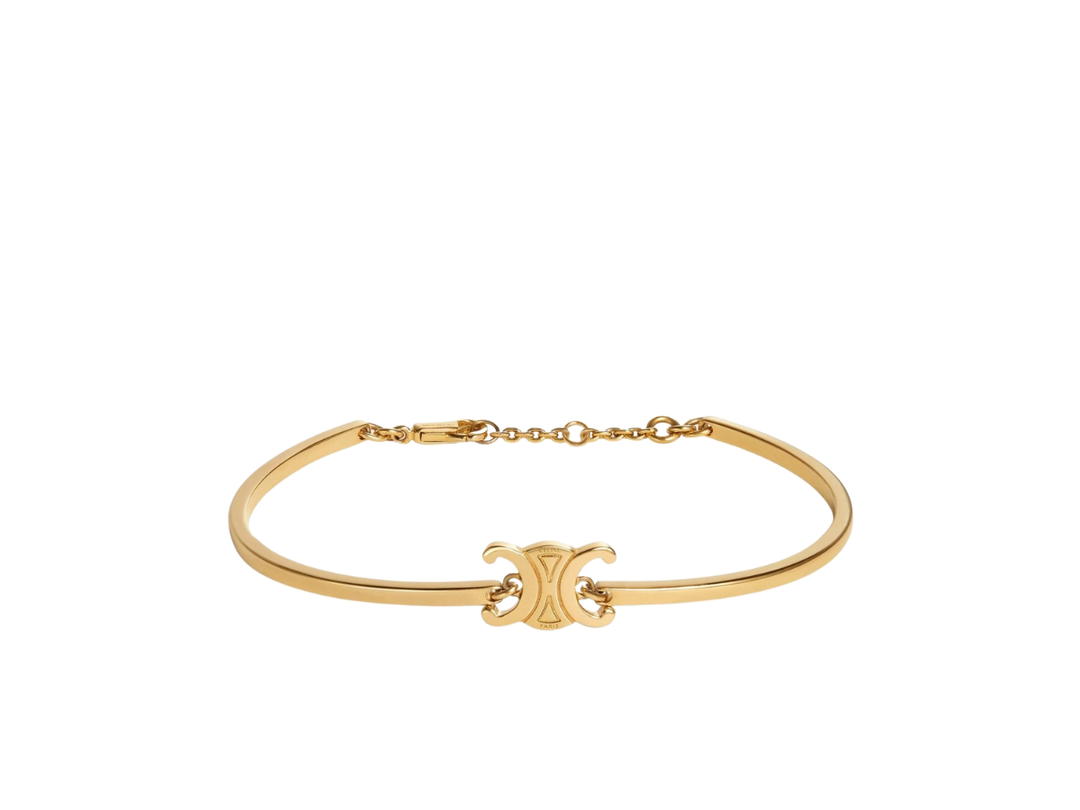 Celine Celine Triomphe Articulated Bracelet In Brass With Gold Finish Gold